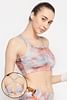 Buy Medium Impact Padded Tie Dye Print Sports Bra In Grey With