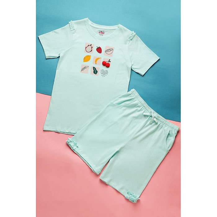 Clovia 100% Cotton - Tweens Top & Shorts Set in Fruit Print - Sky Blue - GLT012P03, Light blue
Clovia 100% Cotton - Tweens Top & Shorts Set in Fruit Print - Sky Blue - GLT012P03, Light blue
