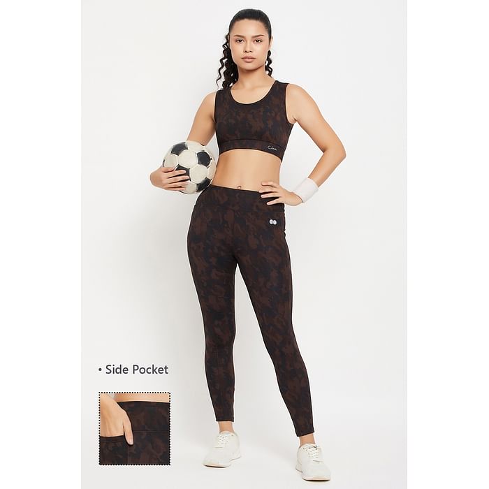 Clovia High Rise Camouflage Print Active Tights in Brown with Side Pocket - AB0100D06
Clovia High Rise Camouflage Print Active Tights in Brown with Side Pocket - AB0100D06