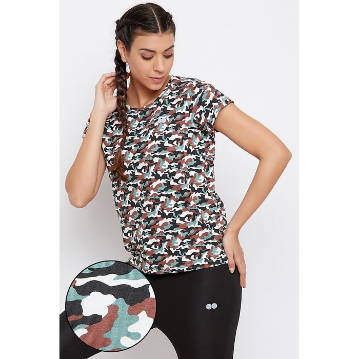 Clovia Comfort Fit Active Camouflage Print T-shirt in Moss Green - AT0137P19, Multicolour
Clovia Comfort Fit Active Camouflage Print T-shirt in Moss Green - AT0137P19, Multicolour