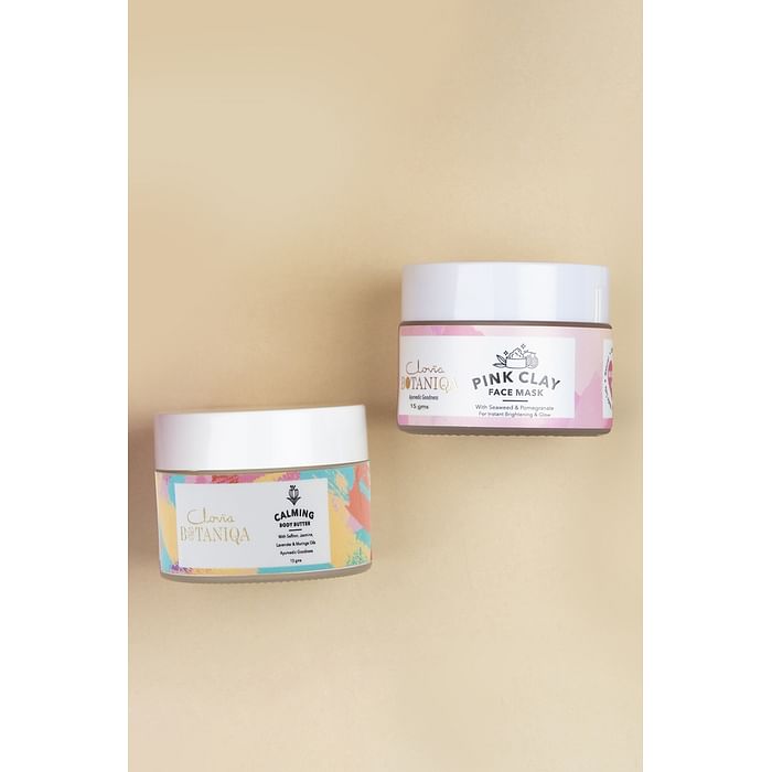 Clovia Clovia Botaniqa Calming Body Butter & Pink Clay Face Mask Mini Combo - 15gm Each - BQC026S39, Transparent
Clovia Clovia Botaniqa Calming Body Butter & Pink Clay Face Mask Mini Combo - 15gm Each - BQC026S39, Transparent