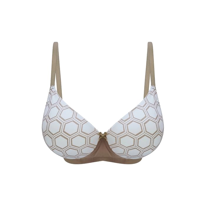 Clovia Padded Non-Wired Honeycomb Print Full Cup T-Shirt Bra in White - BR1866V06, Brown
Clovia Padded Non-Wired Honeycomb Print Full Cup T-Shirt Bra in White - BR1866V06, Brown