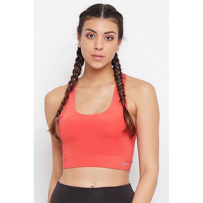 Clovia Medium Impact Padded Sports Bra with Racerback Design in Coral Red - BR2201P04
Clovia Medium Impact Padded Sports Bra with Racerback Design in Coral Red - BR2201P04