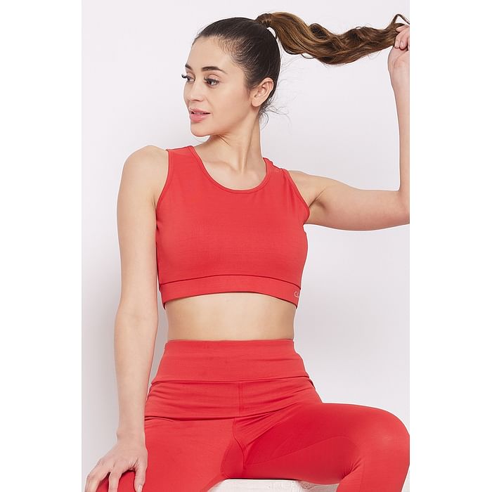 Clovia Medium Impact Padded Non-Wired Sports Bra in Red with Removable Cups - BRS015P04
Clovia Medium Impact Padded Non-Wired Sports Bra in Red with Removable Cups - BRS015P04