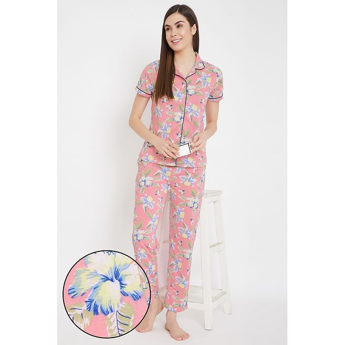 Clovia Button Me Up Floral Print Shirt & Pyjama in Pink - Cotton Rich - LS0025M22, Light pink
Clovia Button Me Up Floral Print Shirt & Pyjama in Pink - Cotton Rich - LS0025M22, Light pink