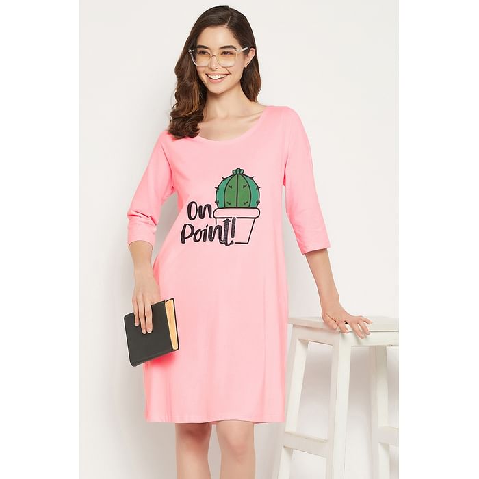 Clovia Cactus Print Short Night Dress in Baby Pink - 100% Cotton - NS1233D22, Light pink
Clovia Cactus Print Short Night Dress in Baby Pink - 100% Cotton - NS1233D22, Light pink