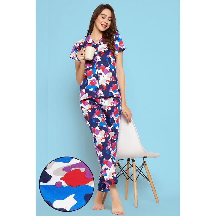 Clovia Camouflage Print Button Down Shirt & Pyjama Set in Multicolour - 100% Cotton - LS0025P19
Clovia Camouflage Print Button Down Shirt & Pyjama Set in Multicolour - 100% Cotton - LS0025P19