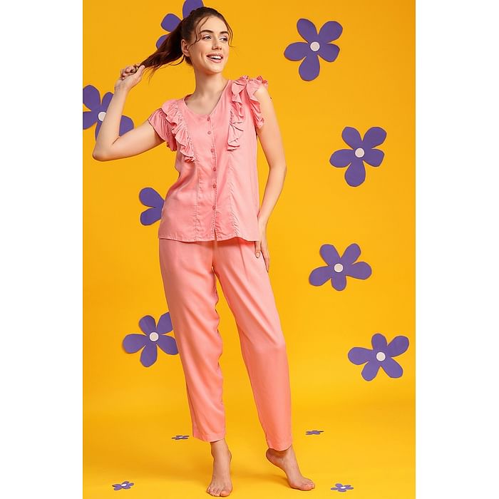 Clovia Chic Basic Button Down Top & Pyjama Set in Pink - Rayon - LS0637P22, Light pink
Clovia Chic Basic Button Down Top & Pyjama Set in Pink - Rayon - LS0637P22, Light pink