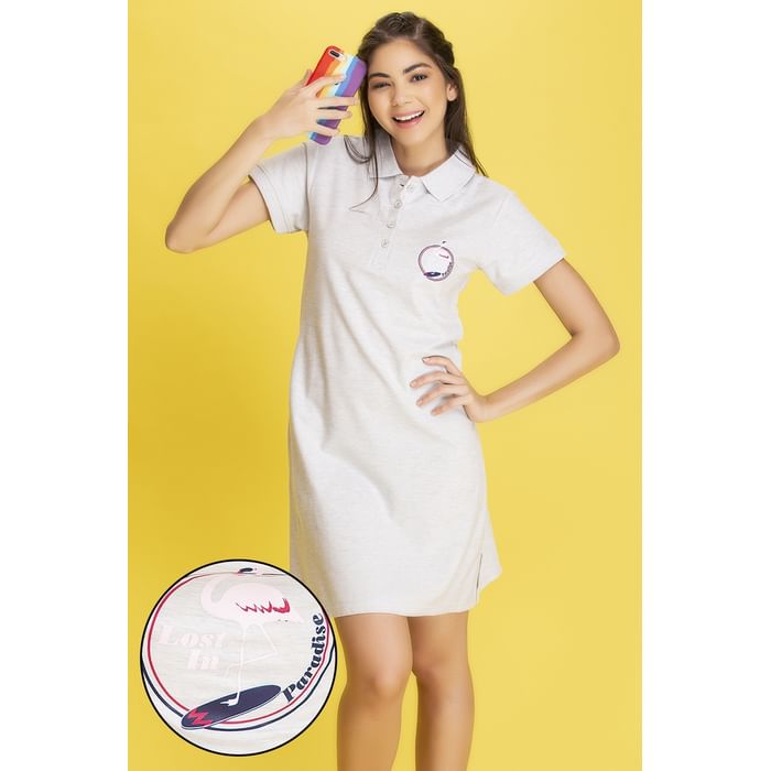 Clovia Chic Basic Short Nightdress in Grey - Cotton Rich - NS1377P01, Light grey
Clovia Chic Basic Short Nightdress in Grey - Cotton Rich - NS1377P01, Light grey