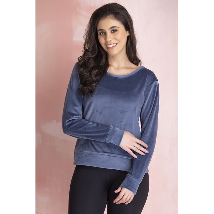 Clovia Chic Basic Sweatshirt in Navy - Velour - LTW168P08
Clovia Chic Basic Sweatshirt in Navy - Velour - LTW168P08