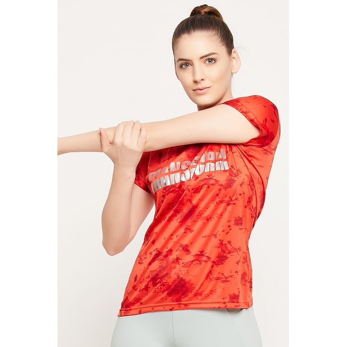 Clovia Comfort-Fit Active Text Print T-shirt in Scarlet Red with Reflective Sticker - AT0179P04
Clovia Comfort-Fit Active Text Print T-shirt in Scarlet Red with Reflective Sticker - AT0179P04