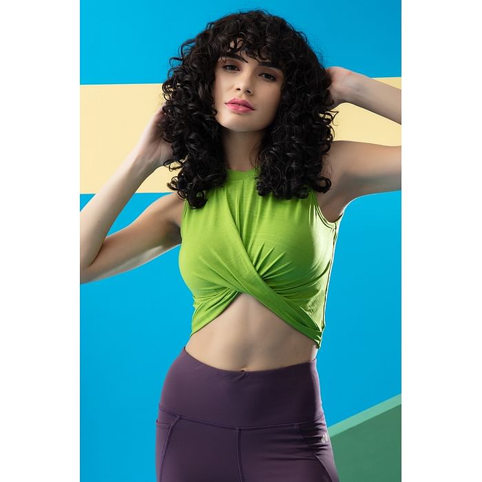Clovia Comfort-Fit Front Knot Active Crop Top in Pista Green - AT0177P11, Light green
Clovia Comfort-Fit Front Knot Active Crop Top in Pista Green - AT0177P11, Light green