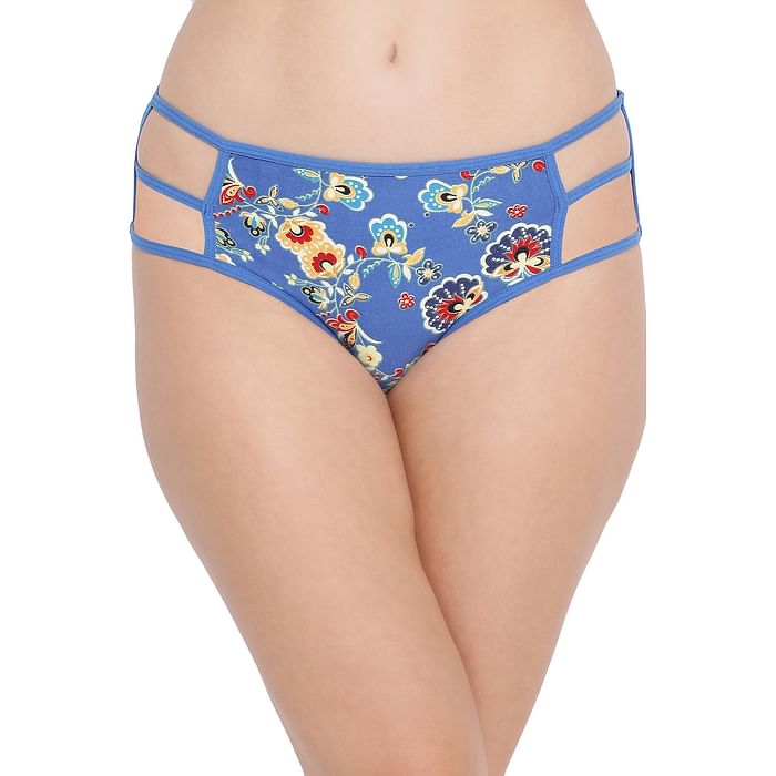 Clovia Cotton Mid Waist Floral Print Hipster Panty with Cage Sides - PN3236P03, Light blue
Clovia Cotton Mid Waist Floral Print Hipster Panty with Cage Sides - PN3236P03, Light blue
