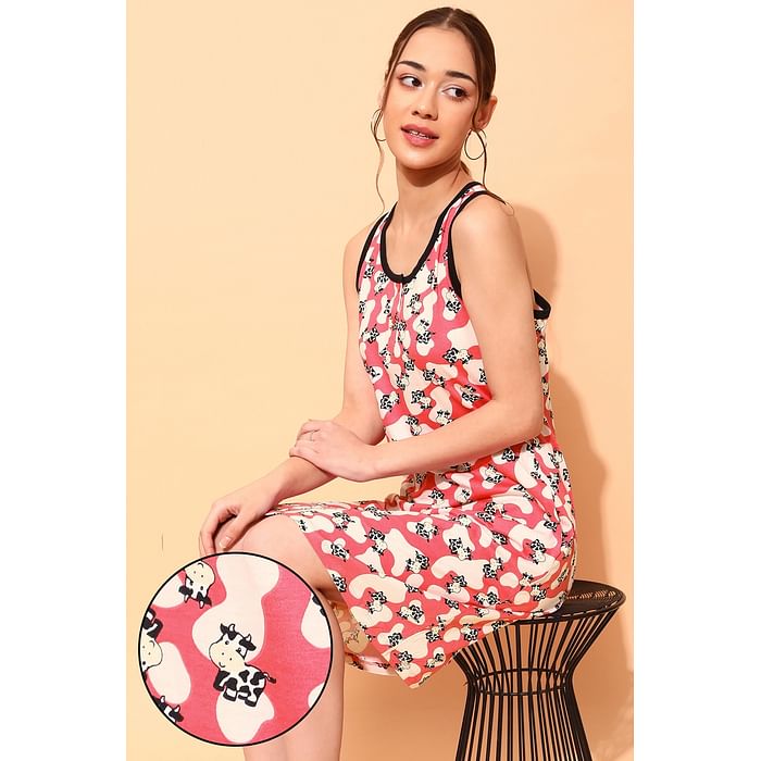 Clovia Cow Print Short Night Dress in Blush Pink - 100% Cotton - NS1479P22, Light pink
Clovia Cow Print Short Night Dress in Blush Pink - 100% Cotton - NS1479P22, Light pink