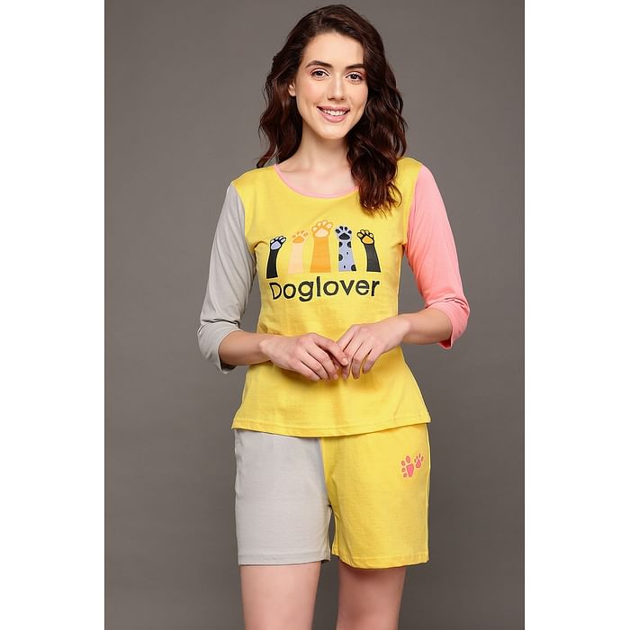 Clovia Graphic Print Colourblocked Top & Shorts Set in Yellow - 100% Cotton - LS0661A02, Light yellow
Clovia Graphic Print Colourblocked Top & Shorts Set in Yellow - 100% Cotton - LS0661A02, Light yellow
