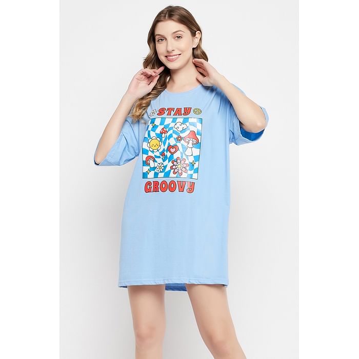 Clovia Text & Graphic Print Oversized T-shirt in Baby Blue - 100% Cotton - LT0166P03, Light blue
Clovia Text & Graphic Print Oversized T-shirt in Baby Blue - 100% Cotton - LT0166P03, Light blue