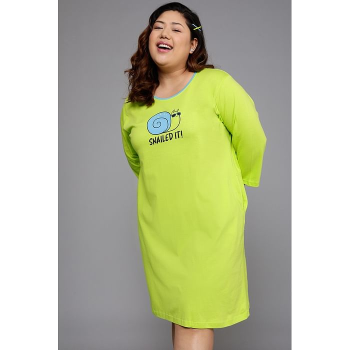 Clovia Graphic & Text Print Short Night Dress in Lime Green - 100% Cotton - NS1233A11, Light green
Clovia Graphic & Text Print Short Night Dress in Lime Green - 100% Cotton - NS1233A11, Light green