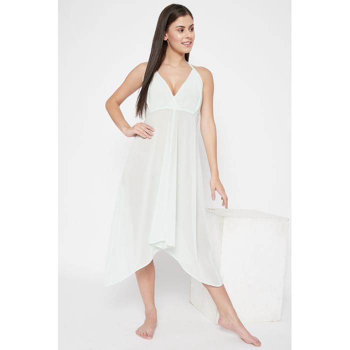 Clovia Semi-Sheer Handkerchief Resortwear Dress with Halter Neck in White - Georgette - RW0051P11, Light green
Clovia Semi-Sheer Handkerchief Resortwear Dress with Halter Neck in White - Georgette - RW0051P11, Light green