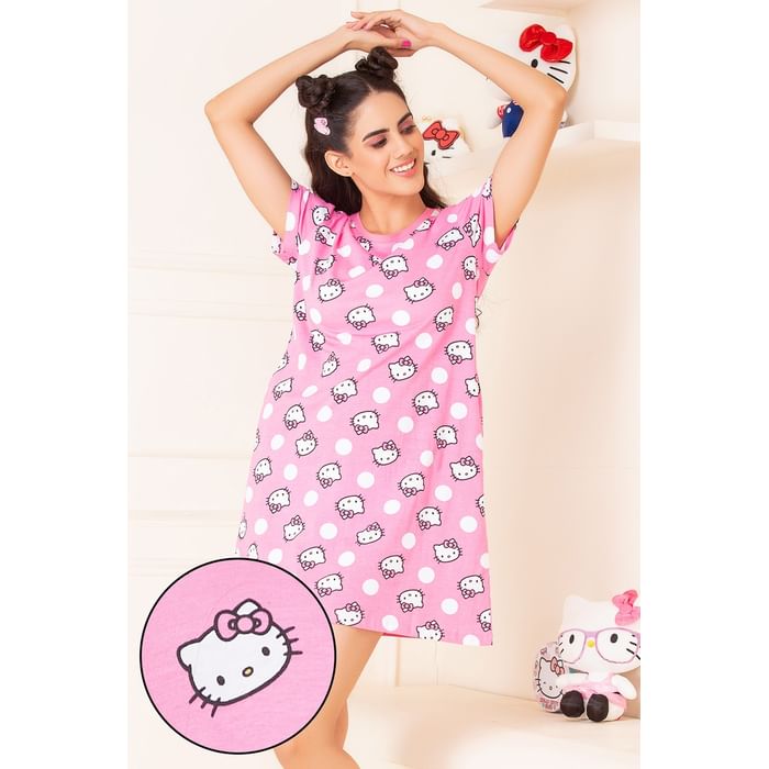 Clovia Hello Kitty Graphic Print Short Night Dress in Light Pink - 100% Cotton - NS1209E22
Clovia Hello Kitty Graphic Print Short Night Dress in Light Pink - 100% Cotton - NS1209E22