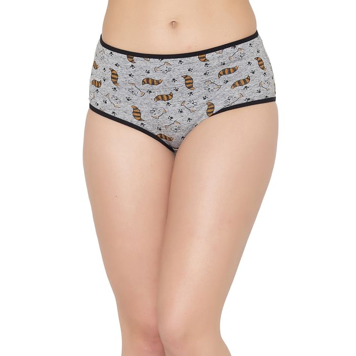 Clovia High Waist Cat Print Hipster Panty in Grey Melange - Cotton - PN3221C01, Light grey
Clovia High Waist Cat Print Hipster Panty in Grey Melange - Cotton - PN3221C01, Light grey