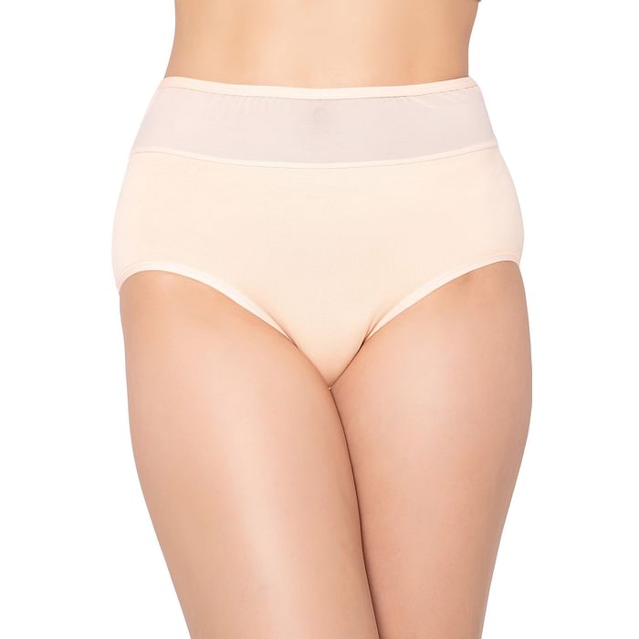 Clovia High Waist Hipster Panty in Cream Colour with Powernet Panels - Cotton - PN1167P34, Peach
Clovia High Waist Hipster Panty in Cream Colour with Powernet Panels - Cotton - PN1167P34, Peach