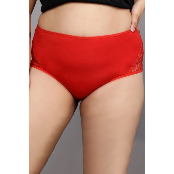 Clovia High Waist Hipster Panty in Red with Lace Panels - Cotton - PN1057A04
Clovia High Waist Hipster Panty in Red with Lace Panels - Cotton - PN1057A04