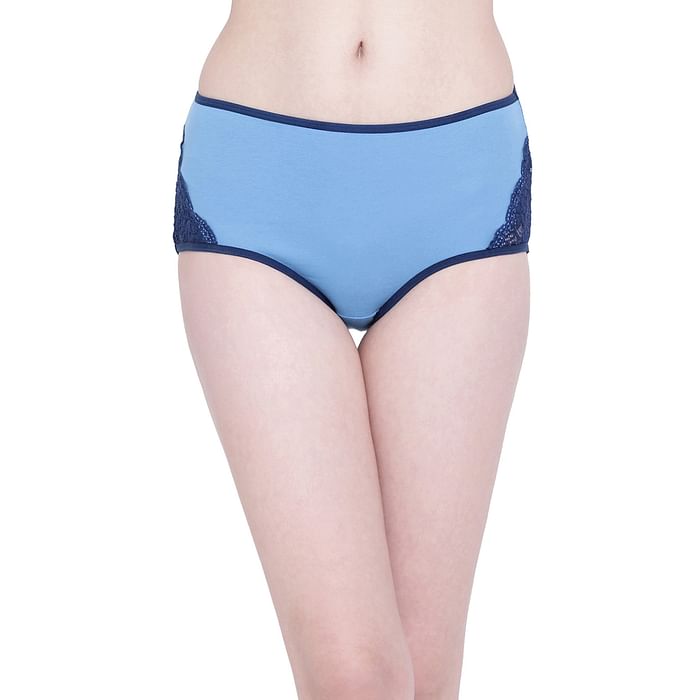 Clovia High Waist Hipster Panty with Lace Inserts in Light Blue- Cotton & Lace - PN3368I03
Clovia High Waist Hipster Panty with Lace Inserts in Light Blue- Cotton & Lace - PN3368I03