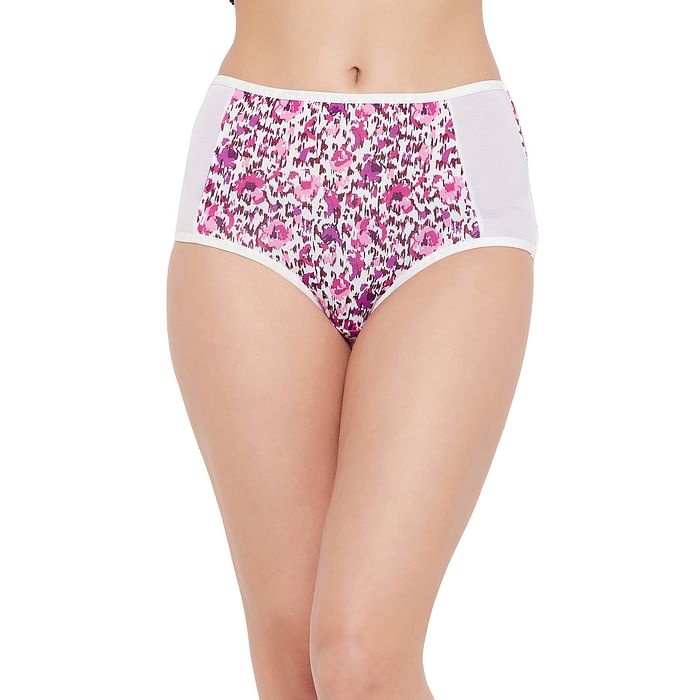Clovia High Waist Printed Hipster Panty in White with Powernet Panels - Cotton - PN2532B18
Clovia High Waist Printed Hipster Panty in White with Powernet Panels - Cotton - PN2532B18