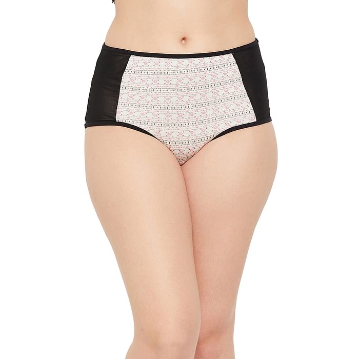 Clovia High Waist Printed Hipster Panty in White with Powernet Panels - Cotton - PN2532A18
Clovia High Waist Printed Hipster Panty in White with Powernet Panels - Cotton - PN2532A18