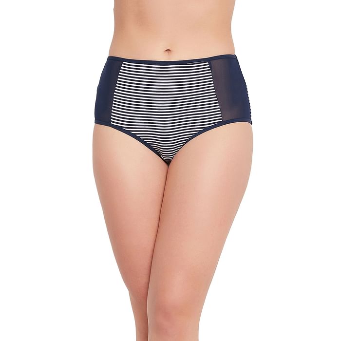 Clovia High Waist Striped Hipster Panty in Navy with Mesh Panels - Cotton - PN2359A08
Clovia High Waist Striped Hipster Panty in Navy with Mesh Panels - Cotton - PN2359A08
