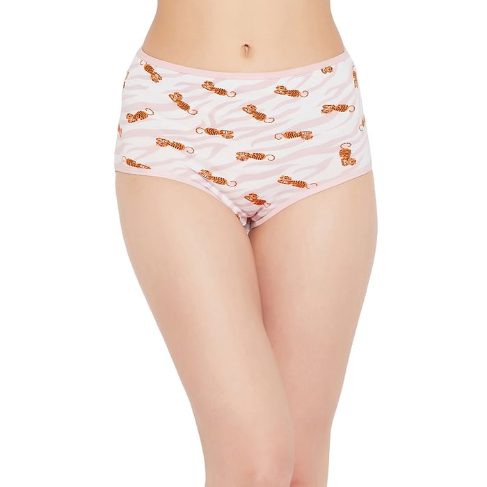 Clovia High Waist Tiger Print Hipster Panty in White - Cotton - PN3170H22, Light pink
Clovia High Waist Tiger Print Hipster Panty in White - Cotton - PN3170H22, Light pink