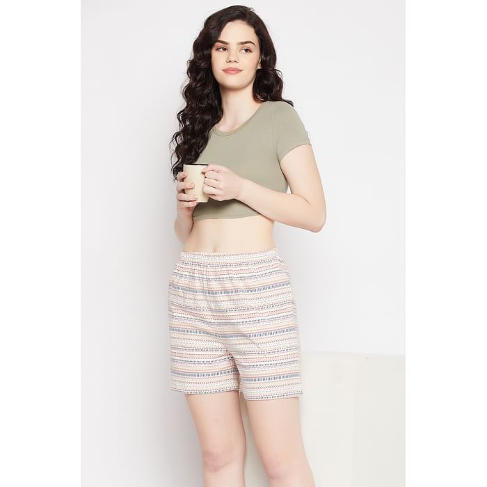 Clovia Print Me Pretty Shorts in White - 100% Cotton - LB0159D18 
Clovia Print Me Pretty Shorts in White - 100% Cotton - LB0159D18