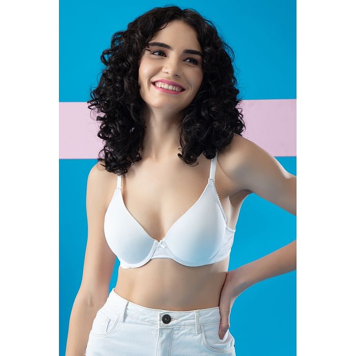 Clovia Level 1 Push-Up Underwired Demi Cup Multiway T-shirt Bra in White - BR0717P18
Clovia Level 1 Push-Up Underwired Demi Cup Multiway T-shirt Bra in White - BR0717P18