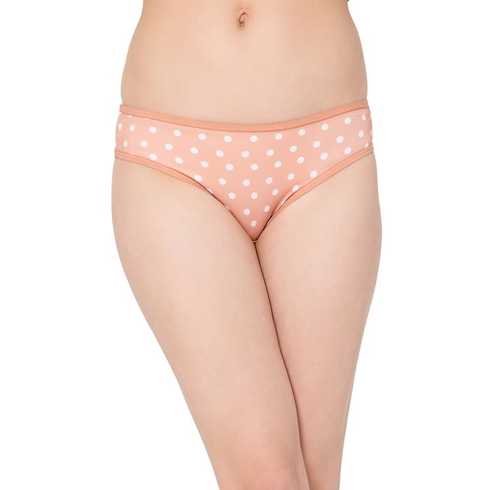 Clovia Low Waist Polka Dot Print Bikini Panty in Peach Colour with Sheer Back - PN3527A34
Clovia Low Waist Polka Dot Print Bikini Panty in Peach Colour with Sheer Back - PN3527A34