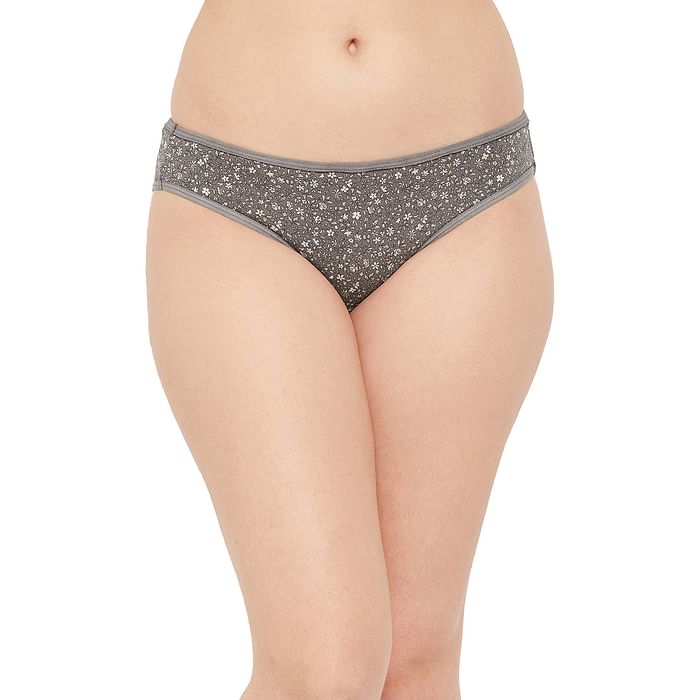 Clovia Low Waist Floral Print Bikini Panty in Dark Grey - Cotton - PN3380D01, Light grey
Clovia Low Waist Floral Print Bikini Panty in Dark Grey - Cotton - PN3380D01, Light grey