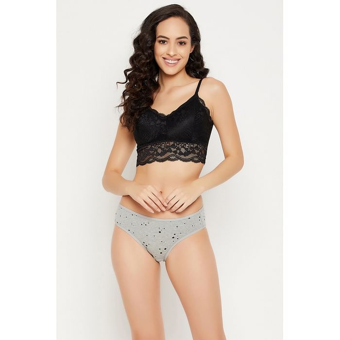 Clovia Low Waist Star Print Bikini Panty in Grey Melange - Cotton - PN3380J05, Dark grey
Clovia Low Waist Star Print Bikini Panty in Grey Melange - Cotton - PN3380J05, Dark grey