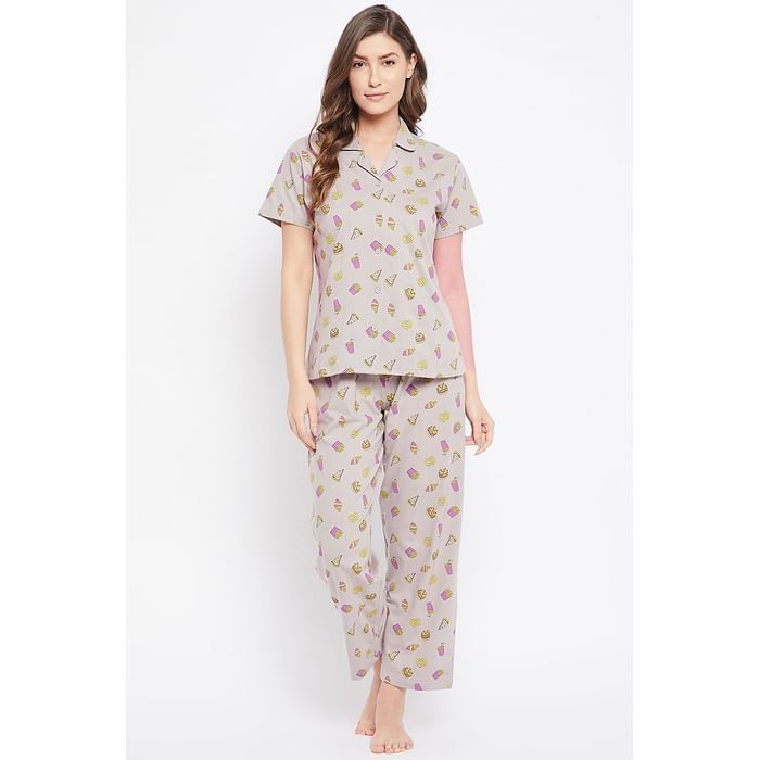 Clovia Print Me Pretty Button Me Up Shirt & Pyjama Set in Grey - 100% Cotton - LS0025I01, Light grey
Clovia Print Me Pretty Button Me Up Shirt & Pyjama Set in Grey - 100% Cotton - LS0025I01, Light grey