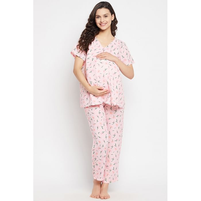 Clovia Pretty Florals Feeding Top & Pyjama Set in Baby Pink - Rayon - LS0263E22, Light pink
Clovia Pretty Florals Feeding Top & Pyjama Set in Baby Pink - Rayon - LS0263E22, Light pink
