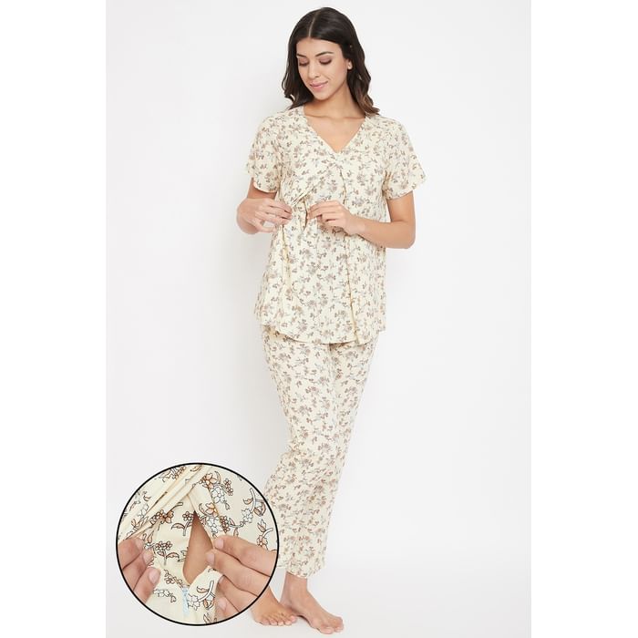 Clovia Feeding Pretty Florals Top & Pyjama in Beige - Rayon - LS0263P24, Nude-colour
Clovia Feeding Pretty Florals Top & Pyjama in Beige - Rayon - LS0263P24, Nude-colour