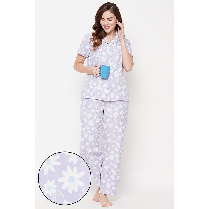 Clovia Pretty Florals Button Down Shirt & Pyjama Set in Lilac - Rayon - LS0385J12, Lavender
Clovia Pretty Florals Button Down Shirt & Pyjama Set in Lilac - Rayon - LS0385J12, Lavender