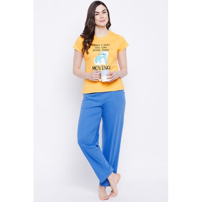 Clovia Quirky Quote Print Top & Pyjama in Yellow - 100% Cotton - LS0413G02, Light yellow
Clovia Quirky Quote Print Top & Pyjama in Yellow - 100% Cotton - LS0413G02, Light yellow