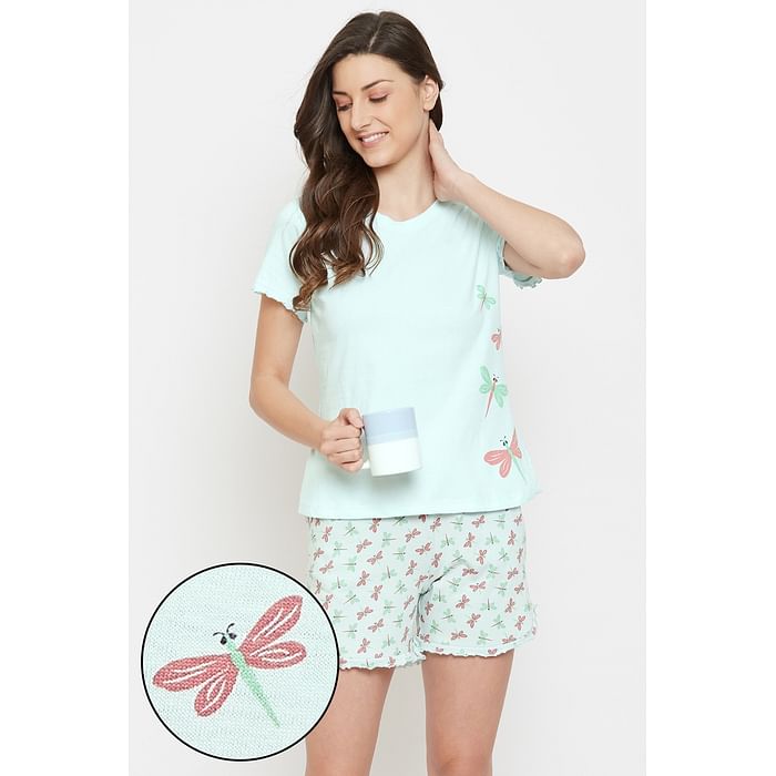 Clovia Dragonfly Print Top & Shorts Set in Mint Green - 100% Cotton - LS0555A03, Light blue
Clovia Dragonfly Print Top & Shorts Set in Mint Green - 100% Cotton - LS0555A03, Light blue