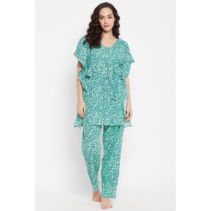 Clovia Pretty Florals Kaftan Top & Pyjama Set in Mint Green - Rayon - LS0592P11, Light green
Clovia Pretty Florals Kaftan Top & Pyjama Set in Mint Green - Rayon - LS0592P11, Light green