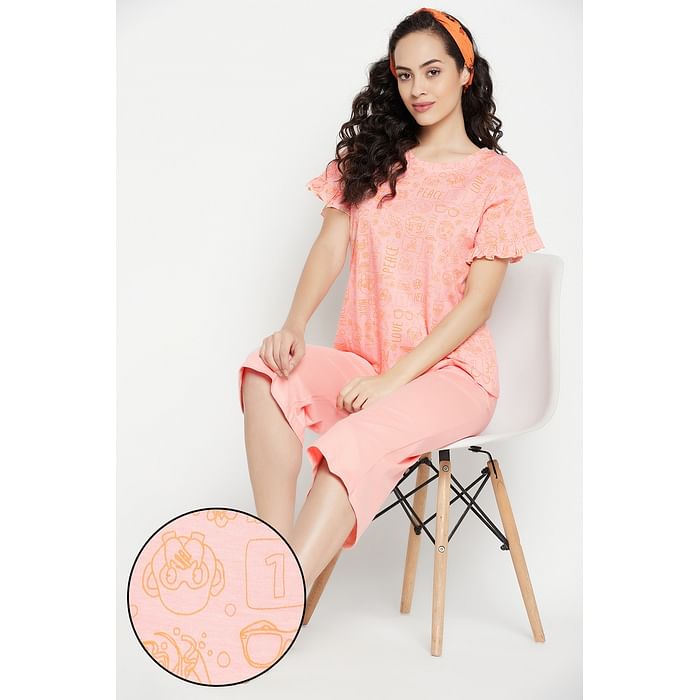 Clovia Doodle Print Top & Chic Basic Capri Set in Soft Pink - 100% Cotton - LS0660P22, Light pink
Clovia Doodle Print Top & Chic Basic Capri Set in Soft Pink - 100% Cotton - LS0660P22, Light pink