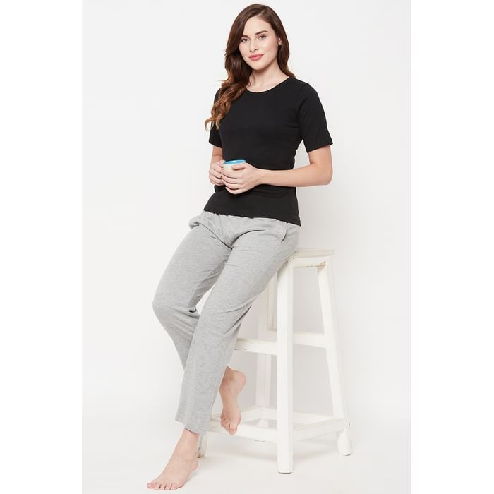 Clovia Chic Basic Top & Pyjama Set in Black & Grey Melange - 100% Cotton - LSC001A13
Clovia Chic Basic Top & Pyjama Set in Black & Grey Melange - 100% Cotton - LSC001A13