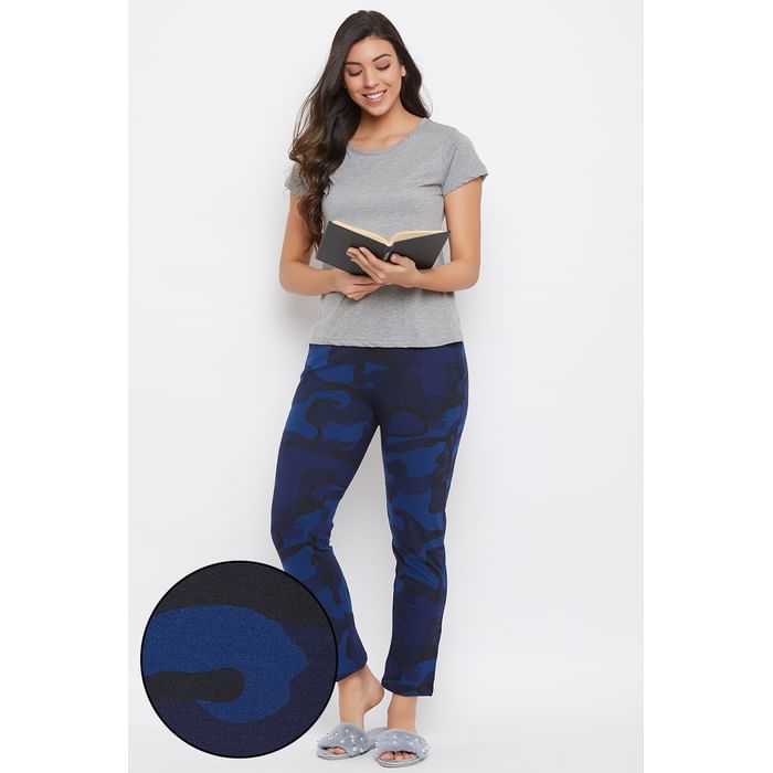 Clovia Solid Top & Camouflage Print Pyjama in Grey & Navy - Cotton Rich - LSC167A08
Clovia Solid Top & Camouflage Print Pyjama in Grey & Navy - Cotton Rich - LSC167A08