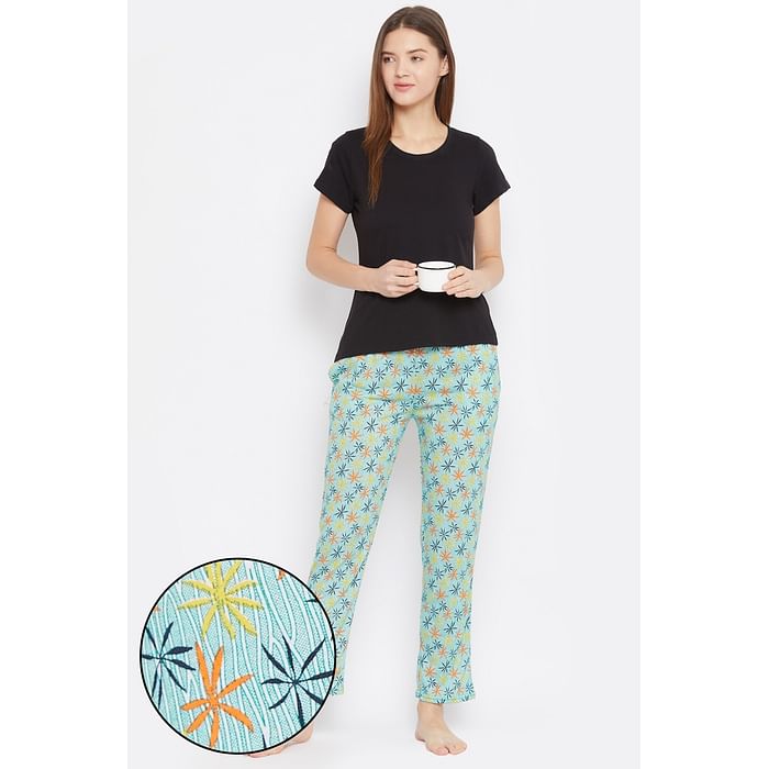 Clovia Solid Top & Pretty Florals Pyjama in Black & Sea Green - Cotton Rich - LSC176D19, Multicolour
Clovia Solid Top & Pretty Florals Pyjama in Black & Sea Green - Cotton Rich - LSC176D19, Multicolour
