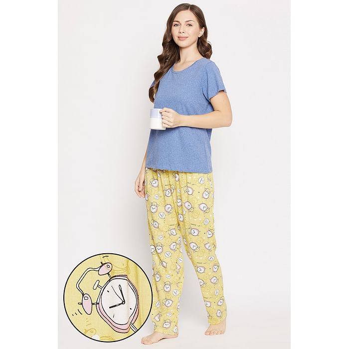 Clovia Solid Sleep T-shirt in Blue & Alarm Clock Print Pyjama in Yellow - LSC198A02, Light yellow
Clovia Solid Sleep T-shirt in Blue & Alarm Clock Print Pyjama in Yellow - LSC198A02, Light yellow