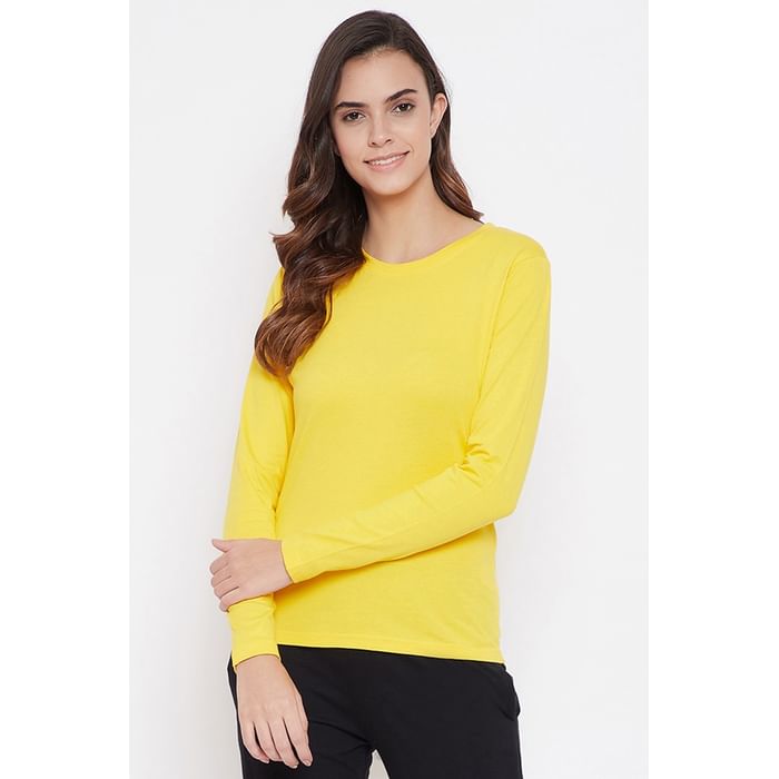 Clovia Chic Basic Sleep Top in Yellow - Cotton - LT0152P02, Light yellow 
Clovia Chic Basic Sleep Top in Yellow - Cotton - LT0152P02, Light yellow
