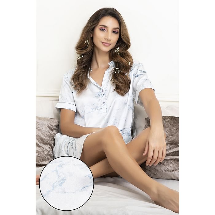 Clovia Marble Print Button Me Up Short Night Dress in Light Grey - Satin - NS1312P01
Clovia Marble Print Button Me Up Short Night Dress in Light Grey - Satin - NS1312P01